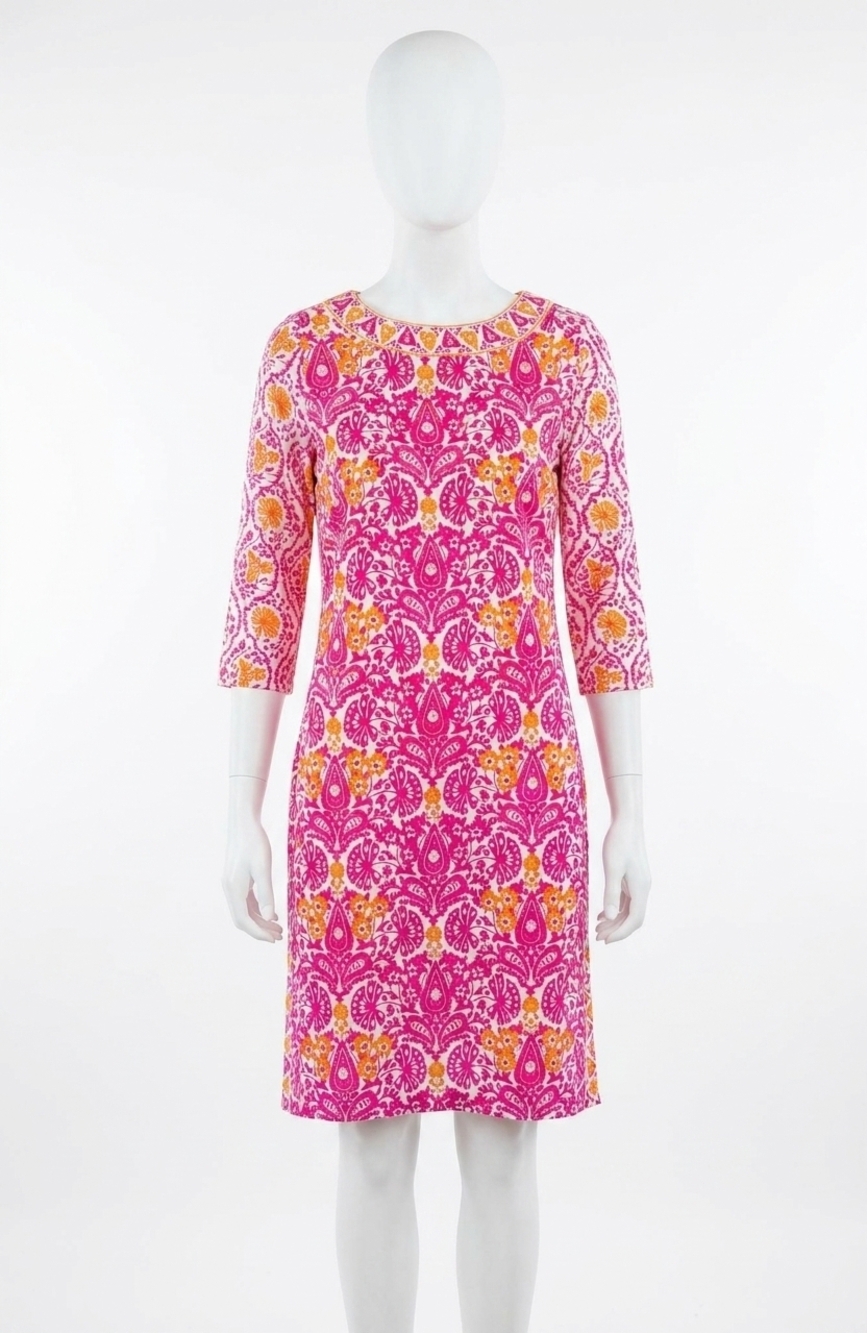 NEW GRETCHEN SCOTT jersey bateau dress in pink orange